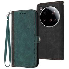 Per Xiaomi 15 Ultra Custodia in pelle con cinturino a doppia piega e fibbia laterale (verde scuro)