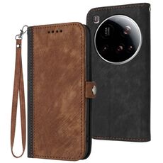 Per Xiaomi 15 Ultra Custodia in pelle con cinturino a doppia piega e fibbia laterale (marrone)