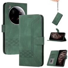 Per Xiaomi 15 Ultra Cubic Skin Feel Custodia in pelle Flip per telefono (verde)