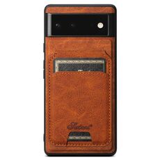 Per Google Pixel 9 Suteni H16 Custodia per telefono con portafoglio staccabile in pelle con texture Litchi (cachi)