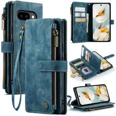 Per Google Pixel 9a CaseMe C30 Custodia per telefono in pelle con cerniera e slot per schede (blu)