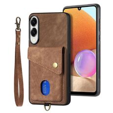 Per Samsung Galaxy S25 Edge 5G Retro Card Wallet Fold Custodia in pelle per telefono con cinturino (marrone)