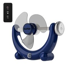 Ventilatore multifunzionale con luce, suono, grande potenza eolica, con luce, montaggio a parete, lunga durata, piccolo ventilatore da soffitto, colore: telecomando, blu