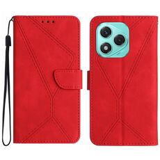 Custodia per telefono in pelle goffrata con cuciture per Honor 400 Lite (rosso)