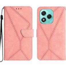 Custodia per telefono in pelle goffrata con cuciture per Honor 400 Lite (rosa)
