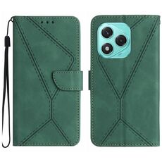Custodia per telefono in pelle goffrata con cuciture per Honor 400 Lite (verde)