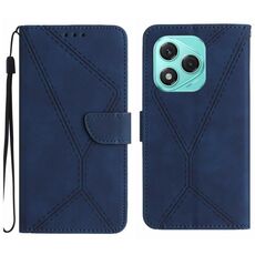 Custodia in pelle goffrata con cuciture per Honor 400 Lite (blu)