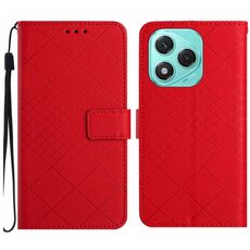 Custodia per telefono in pelle con trama a griglia rombica per Honor 400 Lite (rosso)