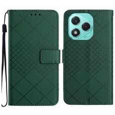 Custodia per telefono in pelle con trama a griglia rombica per Honor 400 Lite (verde)