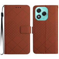 Custodia per telefono in pelle con trama a griglia rombica per Honor 400 Lite (marrone)