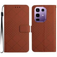 Custodia in pelle con trama a griglia rombica per Infinix Note 50 Pro 4G / Note 50 4G (marrone)
