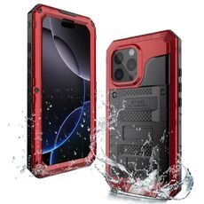 Per iPhone 16 Pro Custodia per telefono in silicone ibrido in metallo a quattro strati (rosso)
