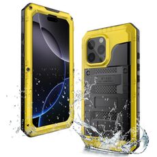Per iPhone 16 Pro Custodia per telefono in silicone ibrido in metallo a quattro strati (giallo)