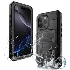Per iPhone 16 Pro Custodia per telefono in silicone ibrido in metallo a quattro strati (nero)