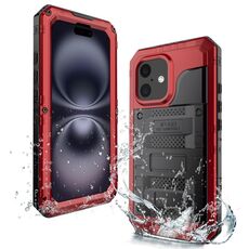 Per iPhone 16 Plus Custodia per telefono in silicone ibrido in metallo a quattro strati (rosso)