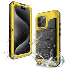 Per iPhone 15 Pro Max Custodia per telefono in silicone ibrido in metallo a quattro strati (giallo)