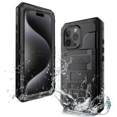 Per iPhone 15 Pro Max Custodia per telefono in silicone ibrido in metallo a quattro strati (nero)