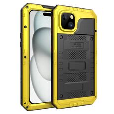 Per iPhone 15 Plus Custodia per telefono in silicone ibrido in metallo a quattro strati (giallo)
