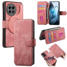 Per OnePlus 13 CaseNeo MagSafe RFID Anti-Theft Retro Custodia in Pelle per Telefono (Rosa)