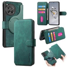 Per OnePlus 12 CaseNeo MagSafe RFID Anti-Theft Retro Custodia in Pelle per Telefono (Verde)