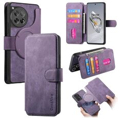 Per OnePlus 12 CaseNeo MagSafe RFID Anti-Theft Retro Custodia in Pelle per Telefono (Viola)