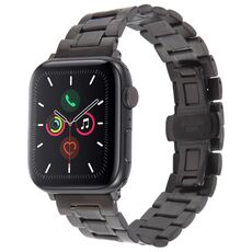 Per Apple Watch 46mm / 49mm / 45mm / 44mm Fibbia a farfalla Nuovo cinturino in acciaio inossidabile a cinque perle (nero)