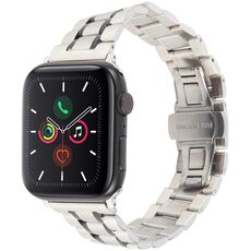 Per Apple Watch 46mm / 49mm / 45mm / 44mm Fibbia a farfalla Nuovo cinturino in acciaio inossidabile a cinque perle (argento nero)