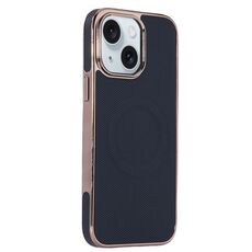 Per iPhone 15 Plus Custodia per telefono MagSafe in pelle con adesivo laterale morbido galvanico (nero)