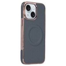 Per iPhone 15 Custodia per telefono MagSafe in pelle con adesivo laterale morbido galvanizzato (verde scuro)