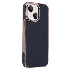 Per iPhone 14 Plus Custodia per telefono MagSafe in pelle con adesivo laterale morbido galvanico (nero)