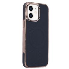 Per iPhone 12 Custodia per telefono MagSafe in pelle con adesivo laterale morbido galvanico (nero)