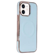 Per iPhone 12 Custodia per telefono MagSafe in pelle con adesivo laterale morbido galvanizzato (azzurro cielo)