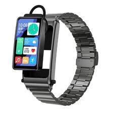 K80 1.57 pollici cinturino in acciaio IP67 auricolare staccabile Smart Watch, supporto chiamata Bluetooth (nero)