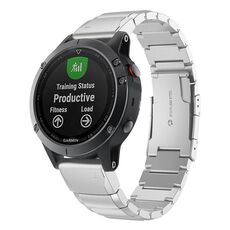 Per Garmin QuickFit 20mm Kalebol Turtle Back Buckle Cinturino in acciaio inossidabile (argento)