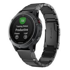 Per Garmin QuickFit 22mm Kalebol Turtle Back Buckle cinturino in acciaio inossidabile (nero)