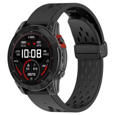 Per Garmin QuickFit 20mm Kalebol cinturino in silicone con fibbia magnetica (nero)