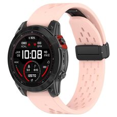 Per Garmin QuickFit 20mm Kalebol Cinturino in silicone con fibbia magnetica (rosa chiaro)