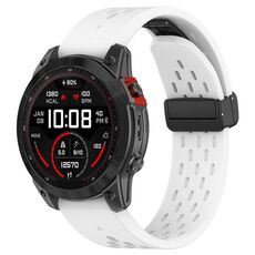 Per Garmin QuickFit 22mm Kalebol Cinturino in silicone con fibbia magnetica (bianco)