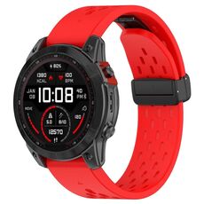 Per Garmin QuickFit 22mm Kalebol Cinturino in silicone con fibbia magnetica (rosso)