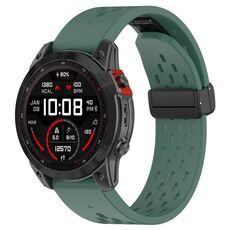 Per Garmin QuickFit 22mm Kalebol Cinturino in silicone con fibbia magnetica (verde scuro)