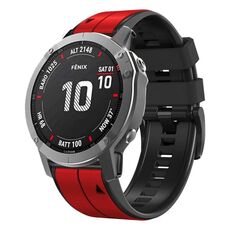 Per Garmin QuickFit 22mm Kalebol Cinturino in silicone bicolore con perno (rosso nero)