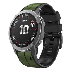 Per Garmin QuickFit 22mm Kalebol Cinturino in silicone bicolore con perno (verde militare nero)