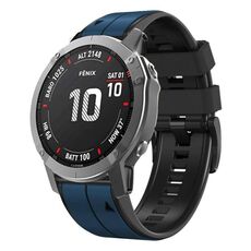 Per Garmin QuickFit 22mm Kalebol Cinturino in silicone bicolore con perno (blu scuro e nero)