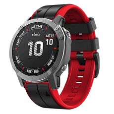 Per Garmin QuickFit 22mm Kalebol Cinturino in silicone bicolore con perno (nero rosso)