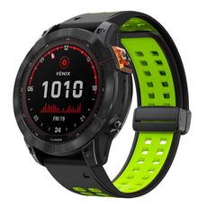Per Garmin QuickFit 26mm Kalebol Cinturino magnetico in silicone bicolore (nero verde)
