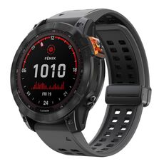 Per Garmin QuickFit 26mm Kalebol Cinturino magnetico in silicone bicolore (nero carbone)