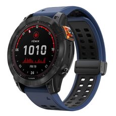 Per Garmin QuickFit 26mm Kalebol Cinturino magnetico in silicone bicolore (blu scuro nero)