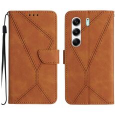 Custodia in pelle goffrata con cuciture per Tecno Camon 40 4G (marrone)