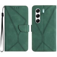 Custodia in pelle goffrata con cuciture per Tecno Camon 40 4G (verde)