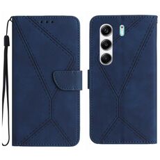 Custodia in pelle goffrata con cuciture per Tecno Camon 40 4G (blu)